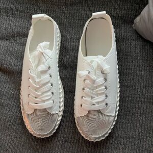White Rhinestone Women's Sneakers
